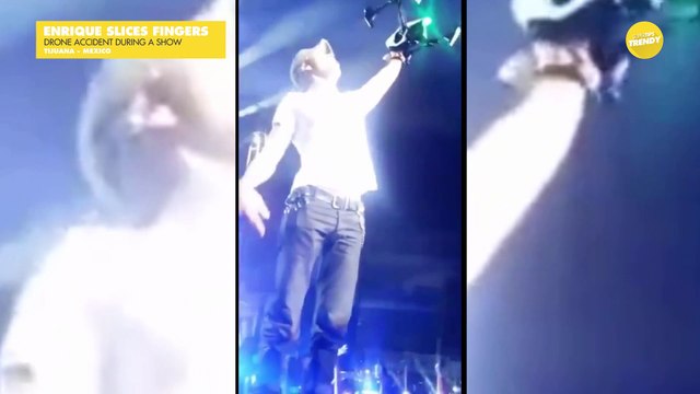 Enrique Iglesias - has hand sliced by drone in concert