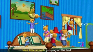 Ten Little Teddy Bears Jumping on the Bed Song - 3D Animation Nursery Rhymes for Children