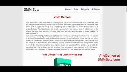 VineDemon - Vine Bot - Vine Marketing Software