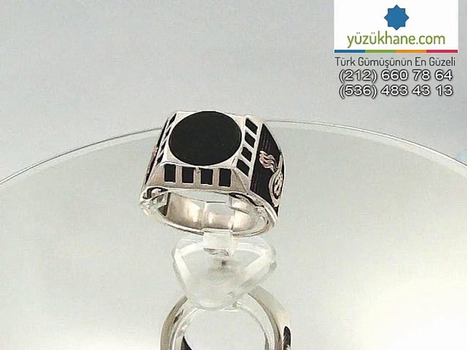 Siyah Oniks Ta?l? ve Tu?ral? Klasik G?m?? Y?z?k