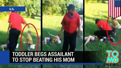 طفل رضيع يتوسل سيدةً للتوقف عن ضرب أمه