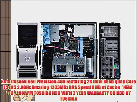 Dell Precision 490 Workstation - 2 x Intel Xeon Quad Core E5405 2.0GHz - *NEW* 1TB Toshiba