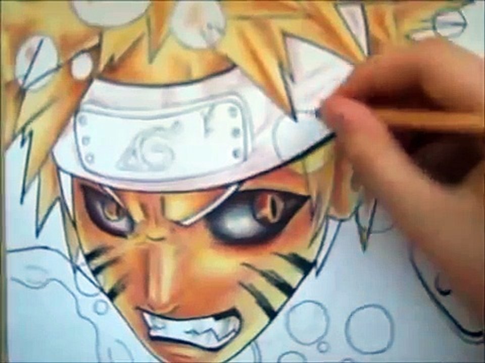 Drawing Naruto kyubi mode and ichigo hollow