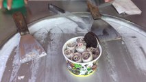 Instant handmade Ice Cream Rolls with Cookies, Brownie & Vanilla in Thailand, Phi Phi Island