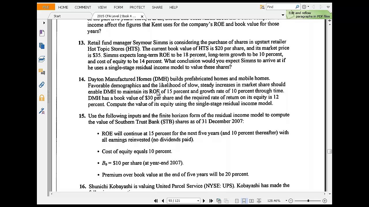 residual income questions