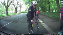Biker Not Paying Attention Collides With Parked Car