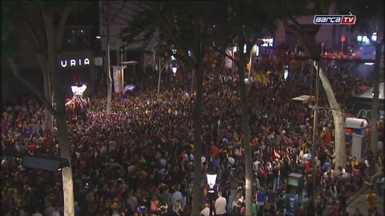 Cup celebrations at Barcelona city center