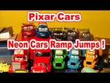 Pixar Cars Neon Racers Lightning McQueen Ramp Jumps in Radiator Springs in Night Vision
