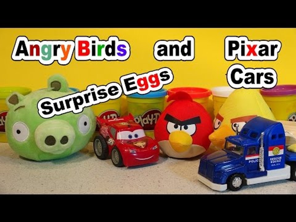 Angry Birds GIANT Surprise Egg with 2 Kinder Eggs from Disney Pixar Cars and Lightning McQueen