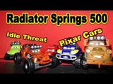 Pixar Cars Radiator Springs 500 unboxing Idle Threat, with Off Road Lightning McQueen and Mater