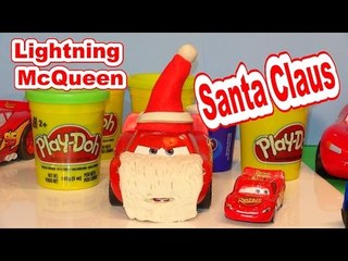 Play Doh Lightning McQueen as Santa Claus we make Lightning into Santa !