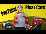 Paw Patrol Marshall's Fire Fightin' Truck in Pixar Cars Radiator Springs meets Red and saves the V8