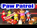 Paw Patrol Rubble Surprise Party with Lightning McQueen, Marshall,Mater, Dora, Swiper, Teletubbies a