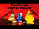 Paw Patrol Rubble and Marshall with Pixar Cars and New Diggin' Rigs Unboxing in Radiator Springs