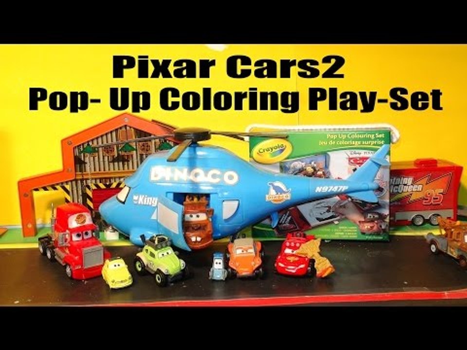 Pixar Cars2 with Lightning McQueen and Mater with a Pop-Up Coloring Book Play-Set   WOOHOO    !!!!!