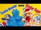 Cookie Monster Count n' Crunch opens Kinder Eggs Surprise Egg, Unboxing Christmas Plush Toy