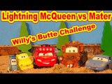 Pixar Cars Lightning McQueen VS Mater in the Willy's Butte Challenge with Off Road Lightning McQuee