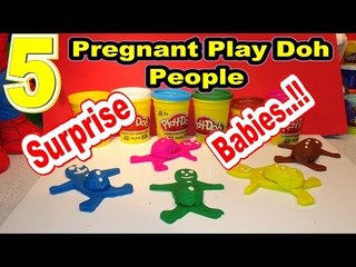 5 Play Doh Pregnant People with Surprise Babies   Cars, Queen Elsa, Spiderman, Spike and Olaf  lol