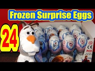 24 Surprise Eggs unboxing from Disney Frozen, with Olaf, Queen Elsa, disney collector br