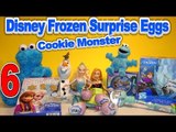 Disney Frozen Surprise Eggs opened by Cookie Monster Count'n Crunch with Olaf, Queen Elsa and Prince