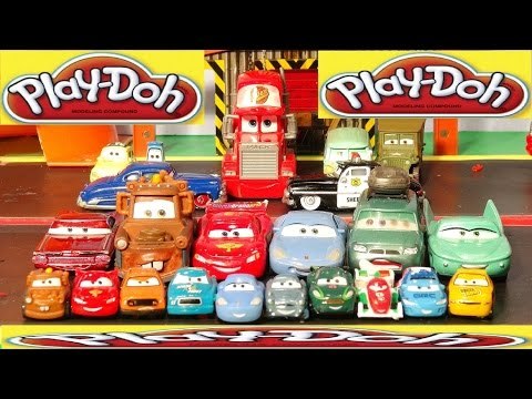 Play Doh Pixar Cars 10 Surprise Eggs with Lightning McQueen, Mater, Mack, and Sally, with Play Doh E