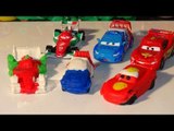 Play Doh Lightning McQueen Francesco Bernoulli and Raoul Caroule from blended Play Doh colors