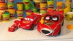 Play Doh Pixar Cars Lightning McQueen, Rare Barbed Wire Lightning and Tires from Play Doh