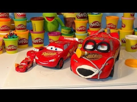 Play Doh Pixar Cars Lightning McQueen, Rare Barbed Wire Lightning and Tires from Play Doh