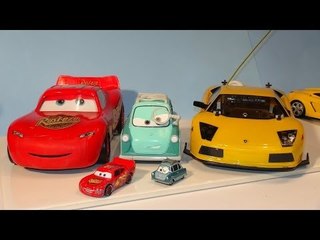 Download Video: Pixar Cars Fast Talkin' Lightning McQueen vs Remote Control Lamborghini Murcielago and Professor Z R