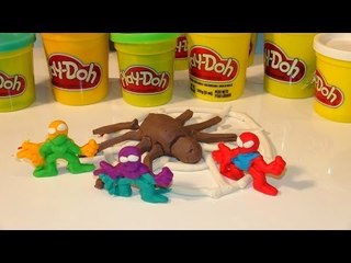 Play Doh Spiderman Play Set with a Play Doh Spider and Play Doh Web and crazy Spidermen colors