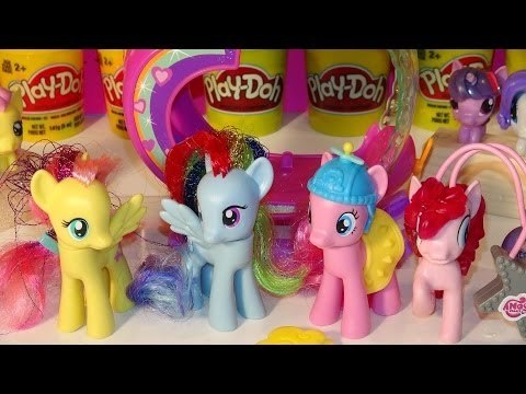 My Little Pony Rainbow Dash, Pinkie Pie, Fluttershy and 2 new Squishy Fashems and the Rainbow Helico