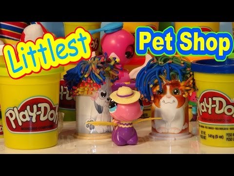 Littlest Pet Shop Play Doh Fuzzy Pumper Pet Parlor with lots of Play Doh colors crazy stuff