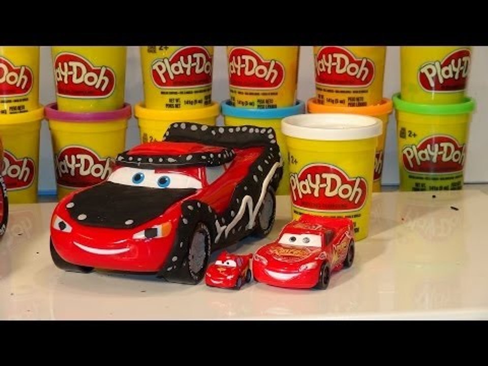 Play Doh Pixar Cars Lightning McQueen, we make Heavy Metal Lightning McQueen Chase Edition using Pla