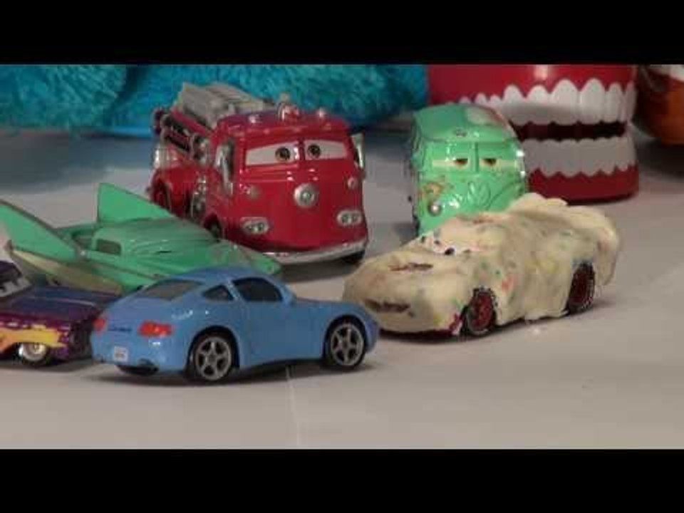 Play Doh Lightning McQueen from Pixar Cars, covered in Play Doh, with the Cookie Monster Chef  lol