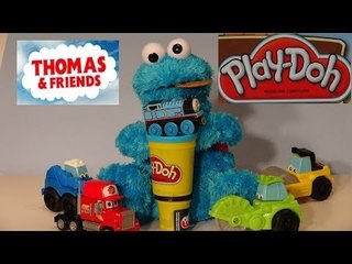 Play Doh Thomas the Train , with Cookie Monster he tried to eat Play Doh Thomas the Tank Engine  lol