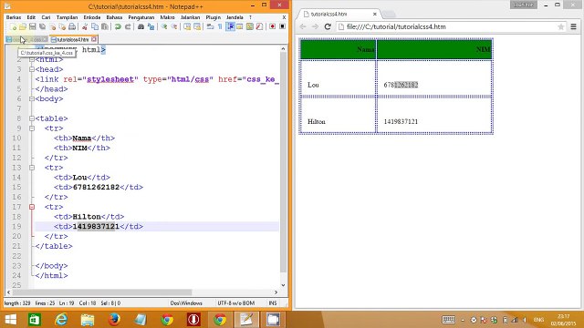 Tutorial CSS ke 4-Cara mengatur tabel dalam CSS