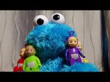 Cookie Monster Count' n Crunch , visits the Teletubbies, and eats all the Tubby Custard