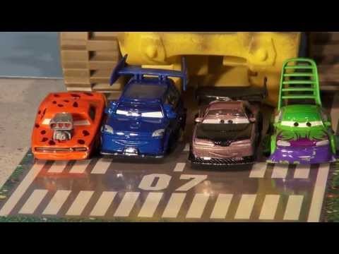 Disney Pixar cars Lightning McQueen, Screaming Banshee and the Delinquent Road Hazards re en-actment