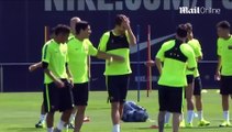 Messi, Neymar and Suarez prepare for Champions League final