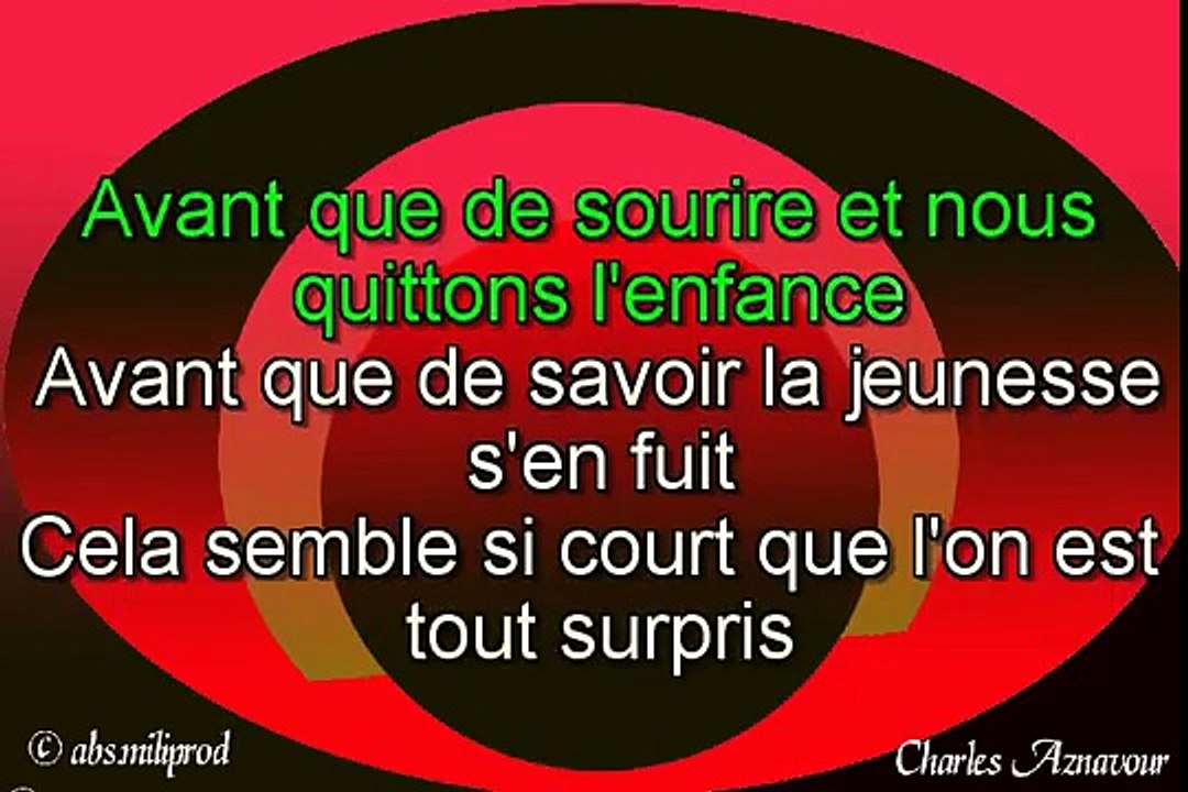 KARAOKE-CHARLES AZNAVOUR "Sa jeunesse"(Sans le chant)(playback)