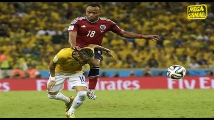 Neymar Se Lesiona En Una Jugada Con Zuñiga. Brasil vs Colombia Mundial 2014