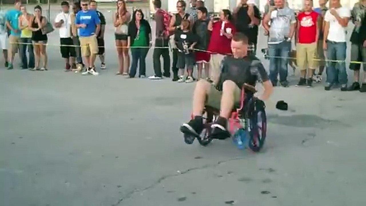 (Man jumps over speeding car