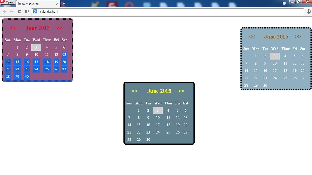 calendar using css