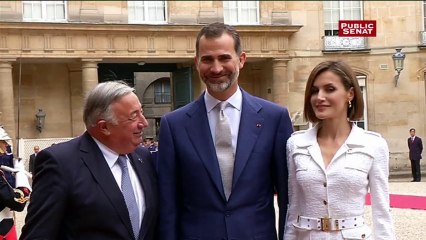 Le Roi et la Reine d'Espagne rencontre Gérard Larcher à l'occasion de leur visite d'Etat