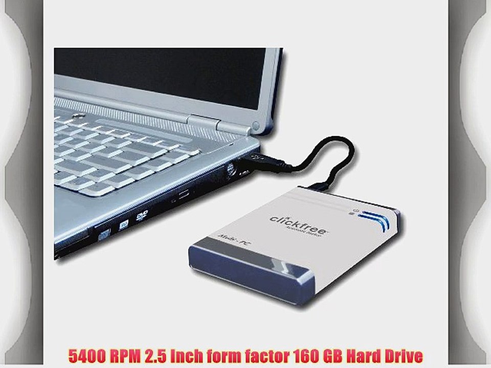 Clickfree Automatic Backup 160 GB USB 2.0 Portable External Hard Drive