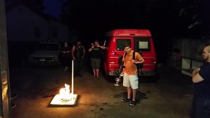 Guy Firing Tesla Gun at Makers Local