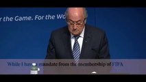 Discours de Sepp Blatter annoncant sa démisson de la présidence de la Fifa