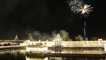 Fireworks at Amritsar the Darbar Sahibji (Golden Temple) on Diwali, 2011