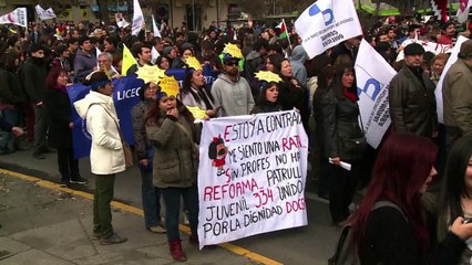 Professores protestam no Chile