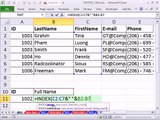 Excel Magic Trick 901: Lookup First & Last Name From 2 Different Cells & Return Then To 1 Cell